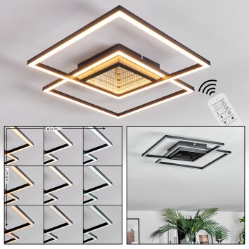 Manor Plafonnier LED Noir, 1 lumière, Télécommandes