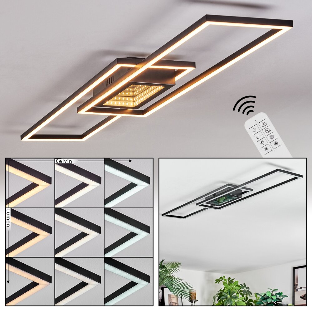 Manor Plafonnier LED Noir, 1 lumière, Télécommandes main product photo
