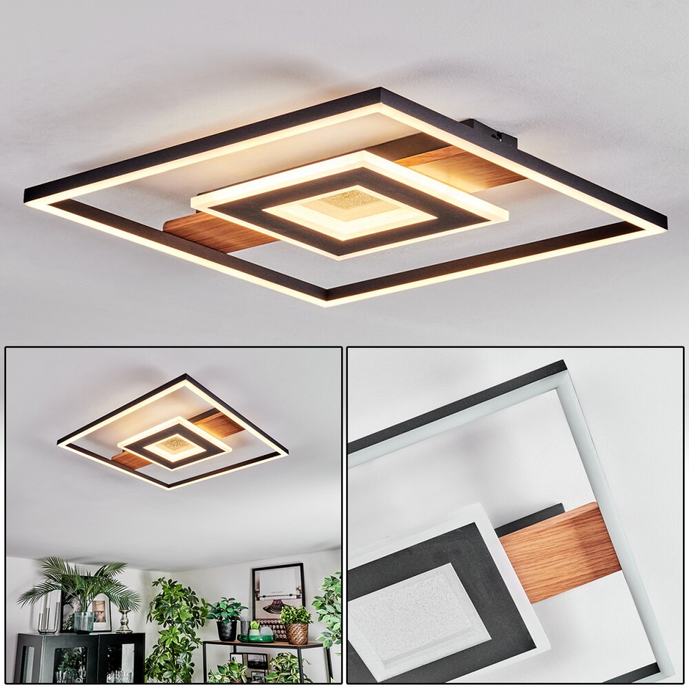 Hadel Plafonnier LED Couleur bois, Noir, 1 lumière main product photo
