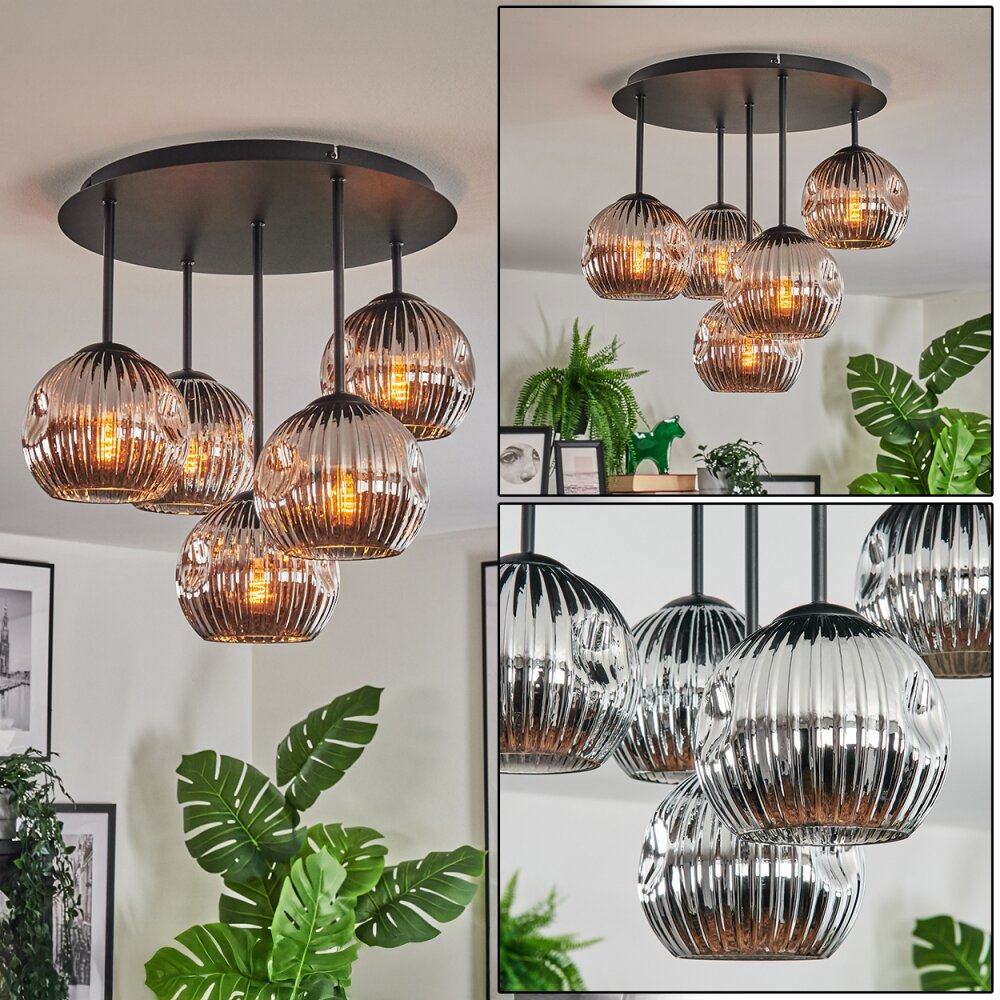 Ripoll Plafonnier, Boule lumineuse Chrome, Fumé, 5 lumières main product photo