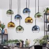 Koyoto Suspension, Boule lumineuse, Suspension Bleu, Or, Vert, Clair, 8 lumières