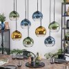 Koyoto Suspension, Boule lumineuse, Suspension Bleu, Or, Vert, Clair, 8 lumières