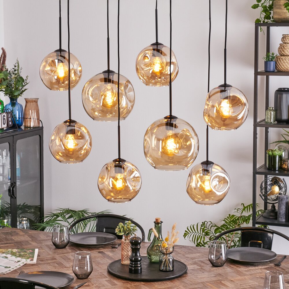 Ripoll Suspension, Boule lumineuse, Suspension Ambre, 8 lumières main product photo