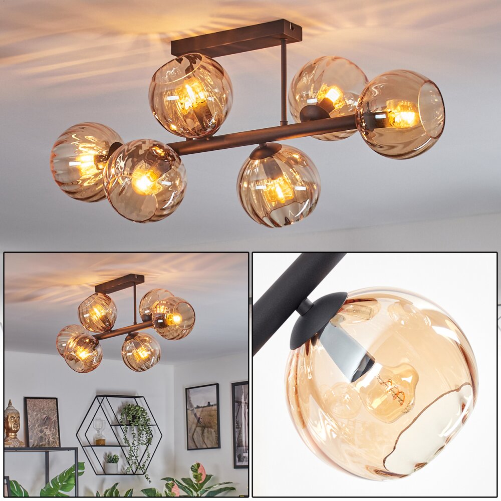 Koyoto Plafonnier, Boule lumineuse Ambre, 6 lumières main product photo