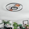 Hadel Plafonnier LED Couleur bois, Noir, 1 lumière