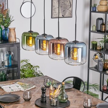 Lauden Suspension, Suspension Bleu, Vert, Clair, Cuivré, 4 lumières