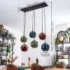 Ripoll Suspension, Boule lumineuse, Suspension Bleu, Vert, Cuivré, 6 lumières