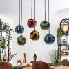 Ripoll Suspension, Boule lumineuse, Suspension Bleu, Or, Vert, Cuivré, 6 lumières