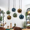 Ripoll Suspension, Boule lumineuse, Suspension Bleu, Or, Vert, 6 lumières