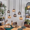 Ripoll Suspension, Boule lumineuse, Suspension Ambre, Fumé, 6 lumières