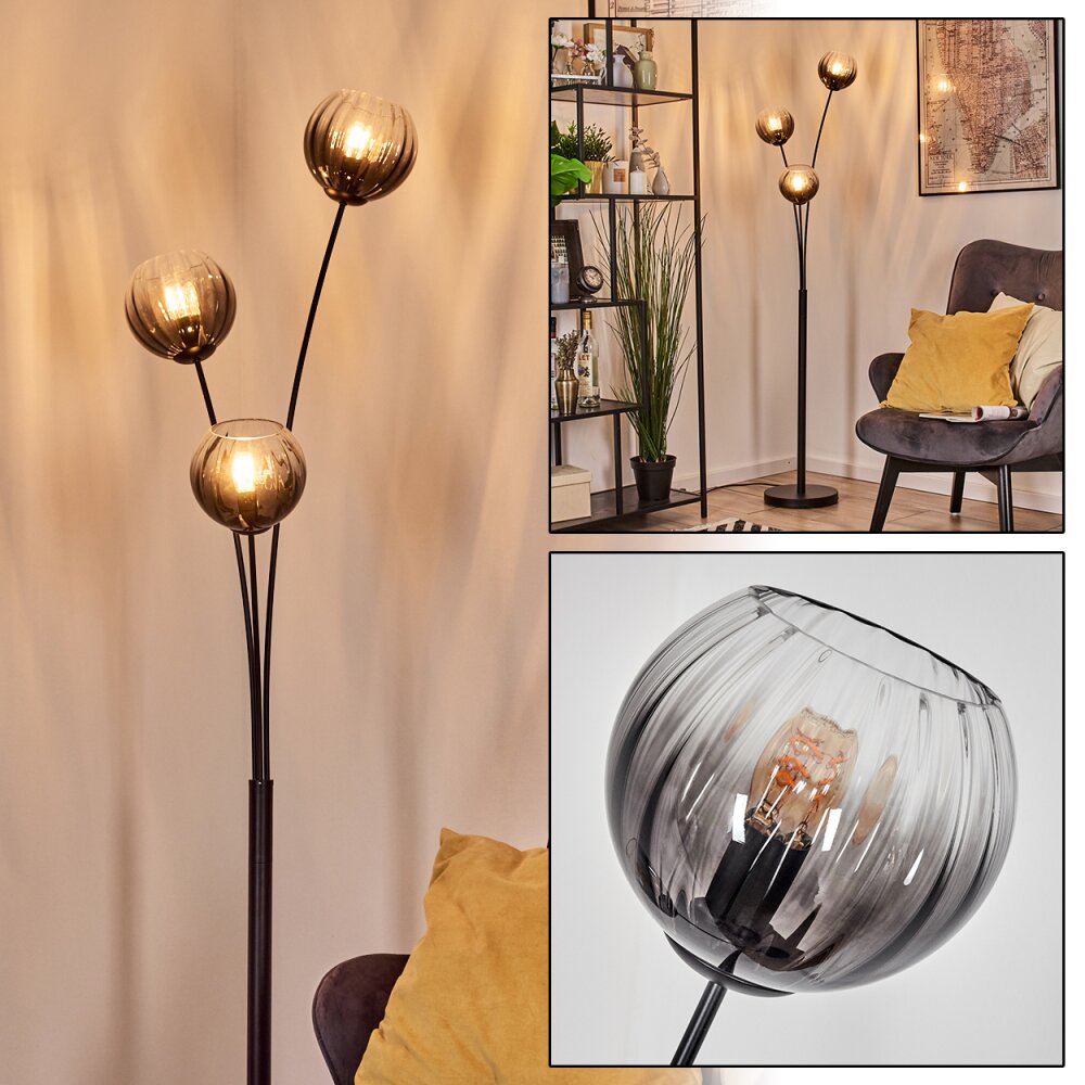 Koyoto Boule lumineuse, Lampadaire Clair, Fumé, 3 lumières main product photo