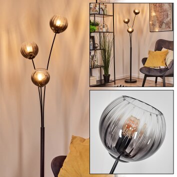 Koyoto Boule lumineuse, Lampadaire Clair, Fumé, 3 lumières