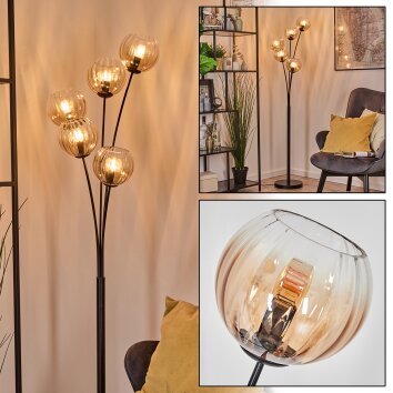 Koyoto Boule lumineuse, Lampadaire Ambre, Clair, 5 lumières