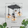 Gastor Plafonnier, Boule lumineuse Ambre, Clair, Fumé, 5 lumières