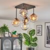 Gastor Plafonnier, Boule lumineuse Ambre, Clair, Fumé, 5 lumières