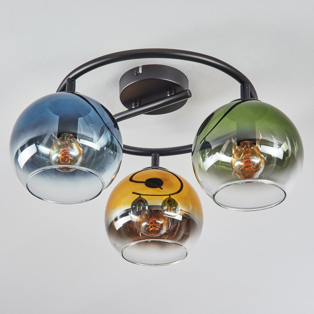 Koyoto Plafonnier, Boule lumineuse 37 cm Bleu, Or, Vert, Clair, 3 lumières