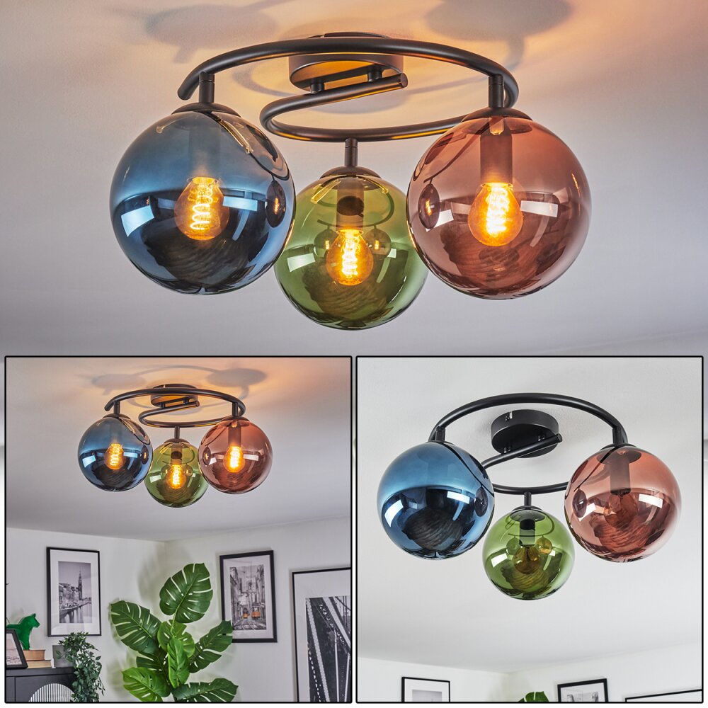 Gastor Plafonnier, Boule lumineuse 37 cm Bleu, Vert, Cuivré, 3 lumières main product photo