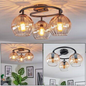 Koyoto Plafonnier, Boule lumineuse 37 cm Ambre, Clair, 3 lumières