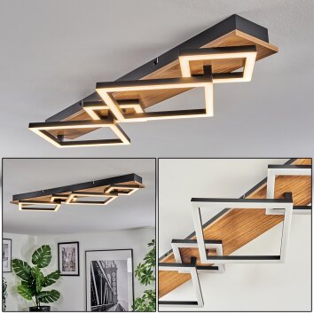 Cabanas Plafonnier LED Couleur bois, Noir, 1 lumière