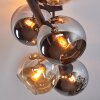 Koyoto Plafonnier, Boule lumineuse Ambre, Chrome, Fumé, 6 lumières