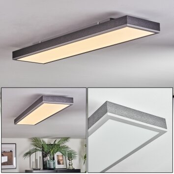 Salmi Plafonnier, Panel LED Gris, Argenté, 1 lumière