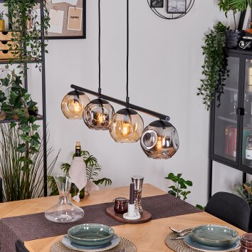 Ripoll Suspension, Boule lumineuse, Suspension Ambre, Fumé, 4 lumières