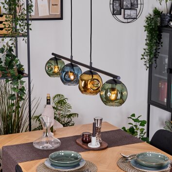 Ripoll Suspension, Boule lumineuse, Suspension Bleu, Or, Vert, 4 lumières