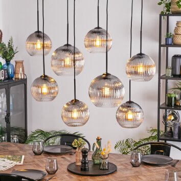 Koyoto Suspension, Boule lumineuse, Suspension Clair, Fumé, 8 lumières