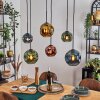Ripoll Suspension, Boule lumineuse, Suspension Bleu, Or, Vert, Cuivré, 6 lumières