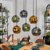 Ripoll Suspension, Boule lumineuse, Suspension Bleu, Or, Vert, 6 lumières