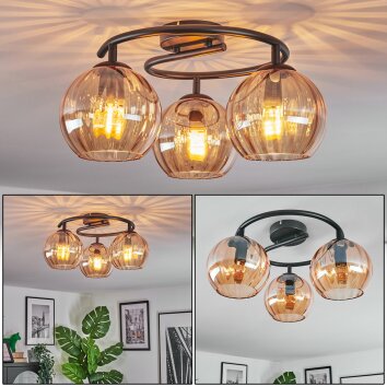 Koyoto Plafonnier, Boule lumineuse 37 cm Ambre, 3 lumières