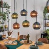 Koyoto Suspension, Boule lumineuse, Suspension Bleu, Vert, Cuivré, 6 lumières
