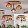 Koyoto Plafonnier, Boule lumineuse 40 cm Brun, Couleur bois, Noir, 3 lumières