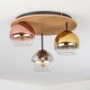 Koyoto Plafonnier, Boule lumineuse 40 cm Brun, Couleur bois, Noir, 3 lumières