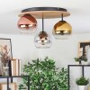 Koyoto Plafonnier, Boule lumineuse 40 cm Brun, Couleur bois, Noir, 3 lumières
