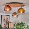Koyoto Plafonnier, Boule lumineuse 40 cm Brun, Couleur bois, Noir, 3 lumières