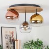 Koyoto Plafonnier, Boule lumineuse 40 cm Brun, Couleur bois, Noir, 3 lumières