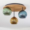 Koyoto Plafonnier, Boule lumineuse Brun, Couleur bois, Noir, 3 lumières