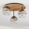 Ripoll Plafonnier, Boule lumineuse Brun, Couleur bois, Noir, 3 lumières