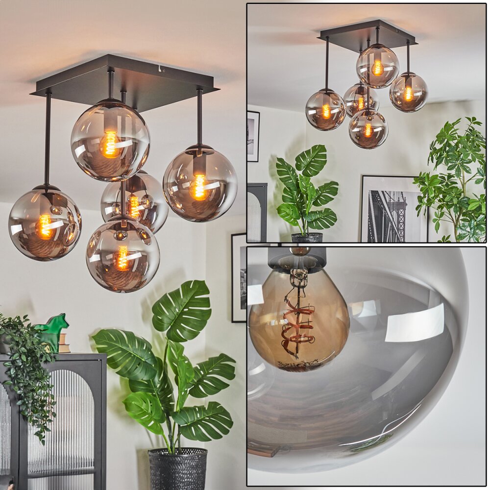 Gastor Plafonnier, Boule lumineuse Fumé, 5 lumières main product photo