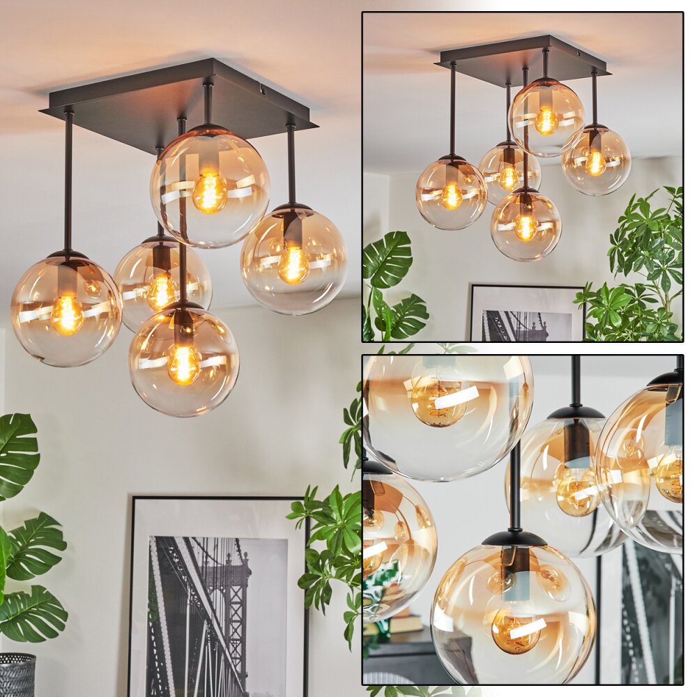 Gastor Plafonnier, Boule lumineuse Ambre, Clair, 5 lumières main product photo