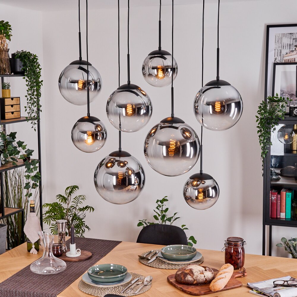 Gastor Suspension, Boule lumineuse, Suspension Chrome, Clair, Fumé, 8 lumières main product photo