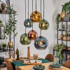 Ripoll Suspension, Boule lumineuse, Suspension Bleu, Or, Vert, Cuivré, 6 lumières