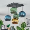 Koyoto Plafonnier, Boule lumineuse Bleu, Or, Vert, 5 lumières