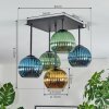 Koyoto Plafonnier, Boule lumineuse Bleu, Or, Vert, 5 lumières