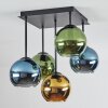 Koyoto Plafonnier, Boule lumineuse Bleu, Or, Vert, 5 lumières