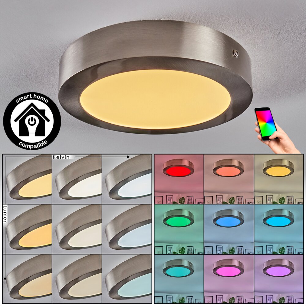 Omaro Plafonnier, Panel LED Nickel mat, 1 lumière main product photo