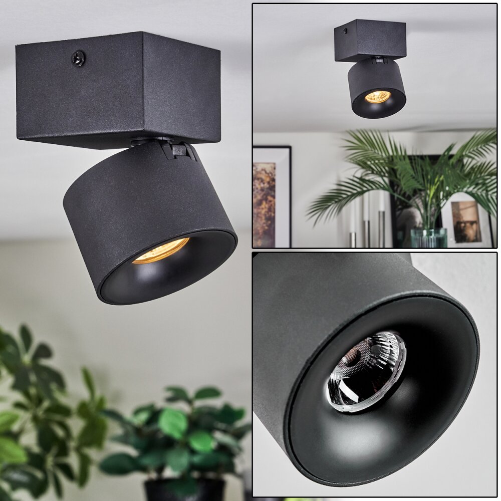 Narel Plafonnier, Spot de plafond LED Noir, 1 lumière main product photo