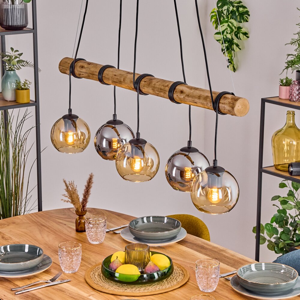 Koyoto Suspension, Boule lumineuse, Suspension Écru, Noir, 5 lumières main product photo