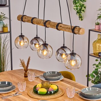 Koyoto Suspension, Boule lumineuse, Suspension Écru, Noir, 5 lumières